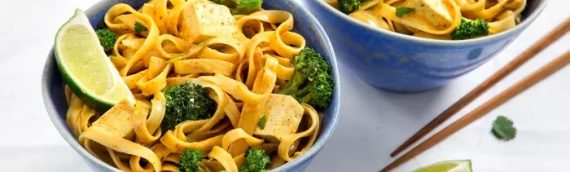 Thai Curried Noodles with Broccoli and Tofu